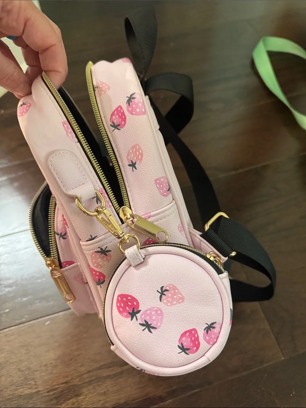 Claire's Pink Strawberry Print Mini Backpack with Coin Pouch